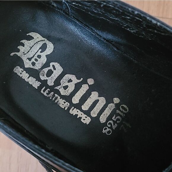 Basini Black Leather Oxford Shoes with Cuban Heel – Size 7.5 - Picture 10 of 10